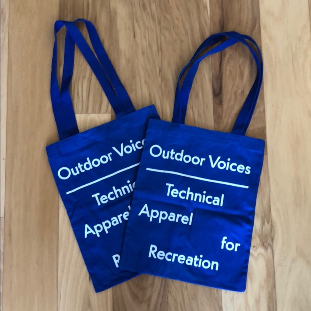 Two Blue Outdoor Voices totes